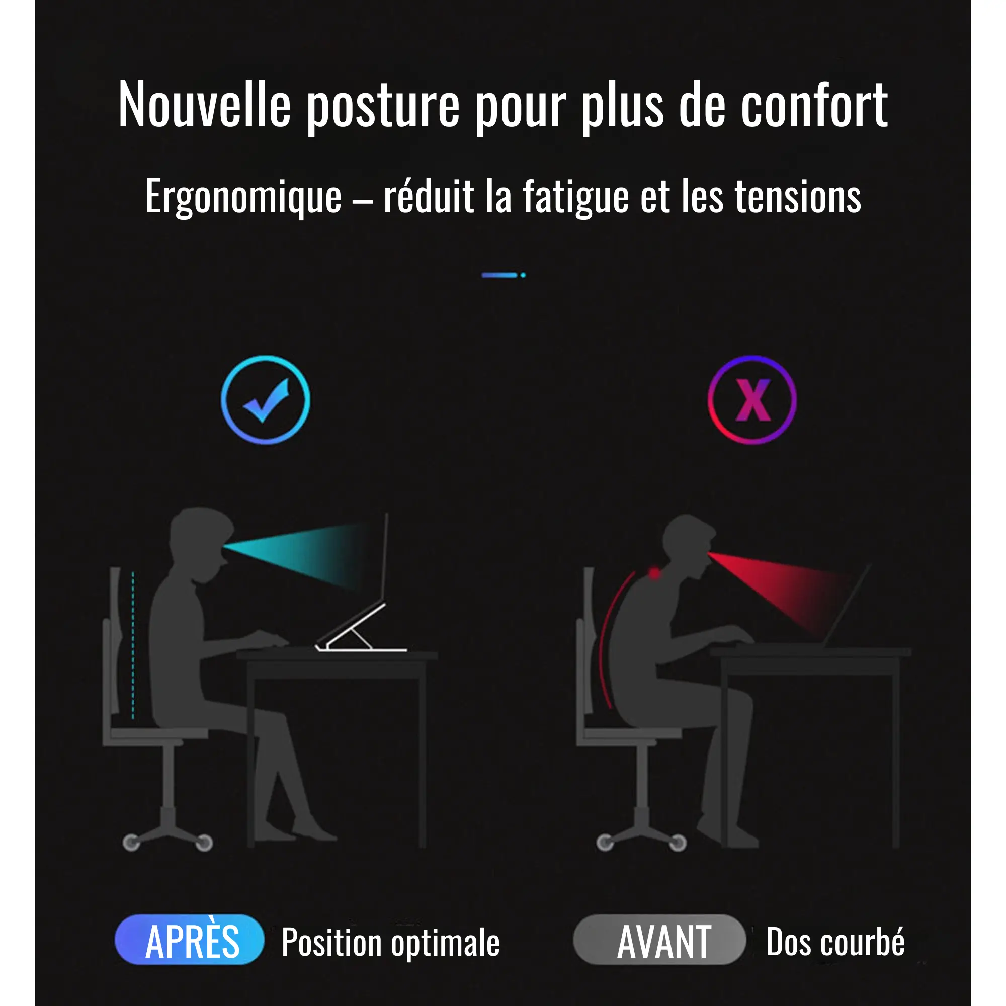 Station Ergonomique Premium - Support Ordinateur Portable Ajustable - Image 5